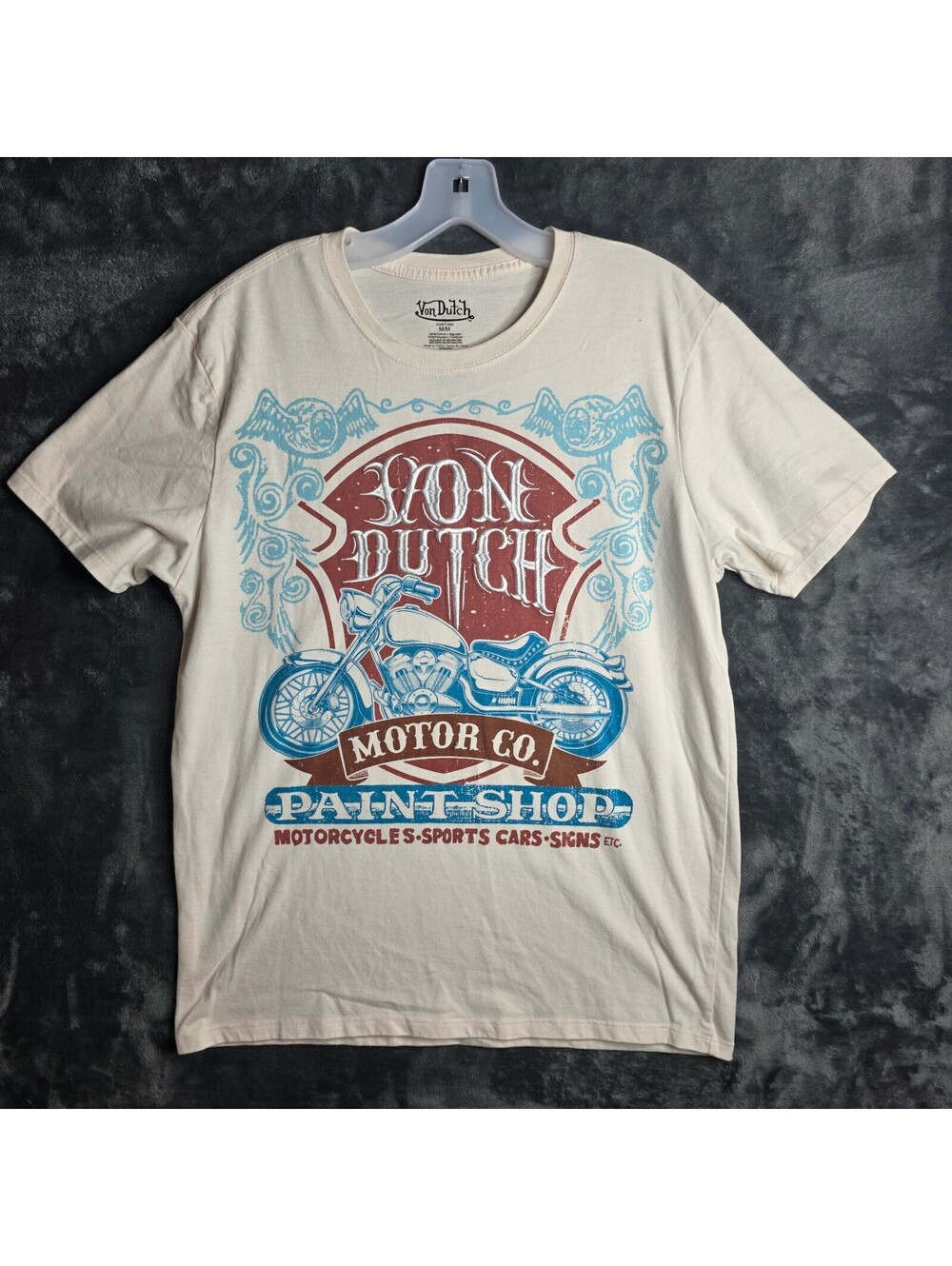 Von Dutch Motor Co Paint Shop Motorcycle Embroidered Tshirt Sz Medium